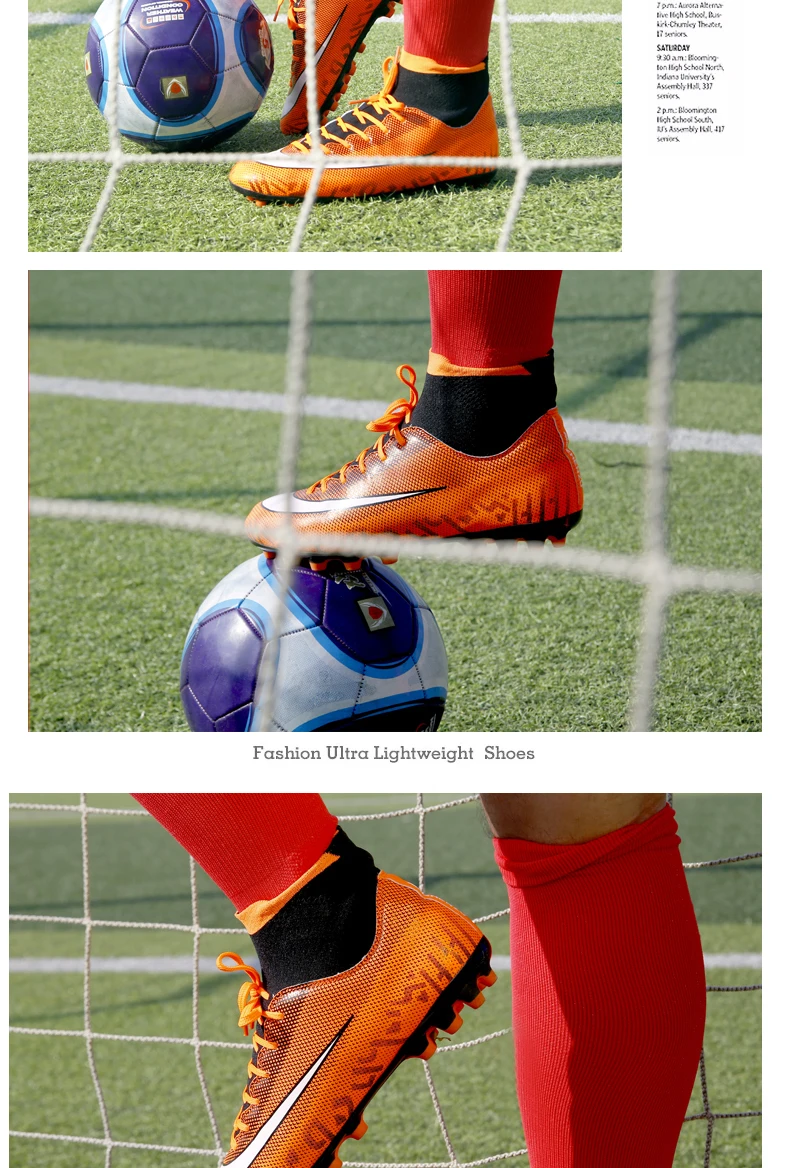 HoYeeLin Indoor Black Men Soccer Shoes Kids Cleats Training Football Boots High Ankle Sport Sneakers Size 35-45 Dropshippin