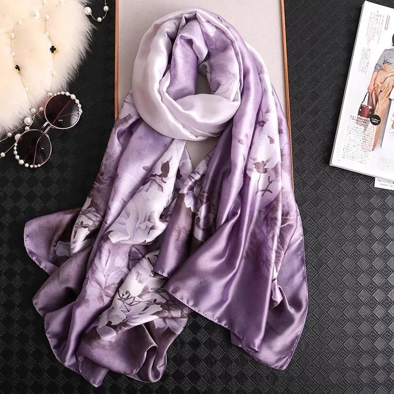 

Yulaili 2020 новые весенне-летние шарфы для женщин и девушек, женские гладкие мягкие шелковые шарфы с принтом, пляжные шали для защиты от солнца