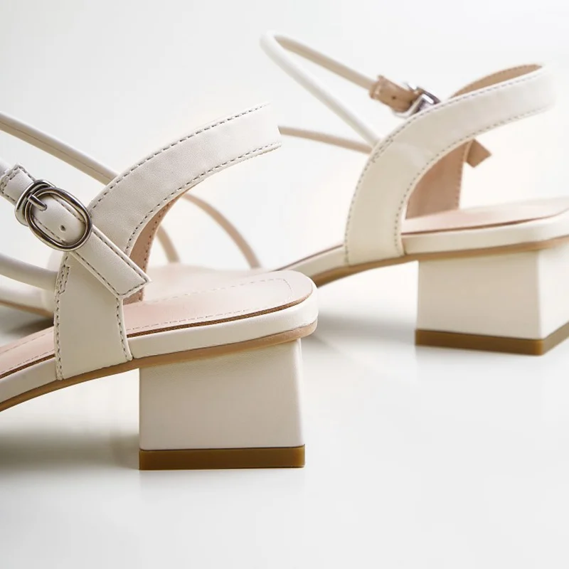 FITWEE женские босоножки из натуральной кожи на толстом каблуке с пряжкой для