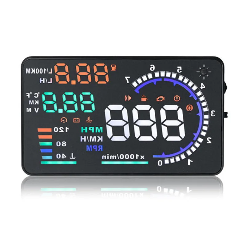 HUD A8 5," светодиодный Obd OBDII Автомобильная приборная панель на ветровом стекле дисплей OBD сканер Скорость топлива Предупреждение сигнализация диагностический инструмент HUD A8