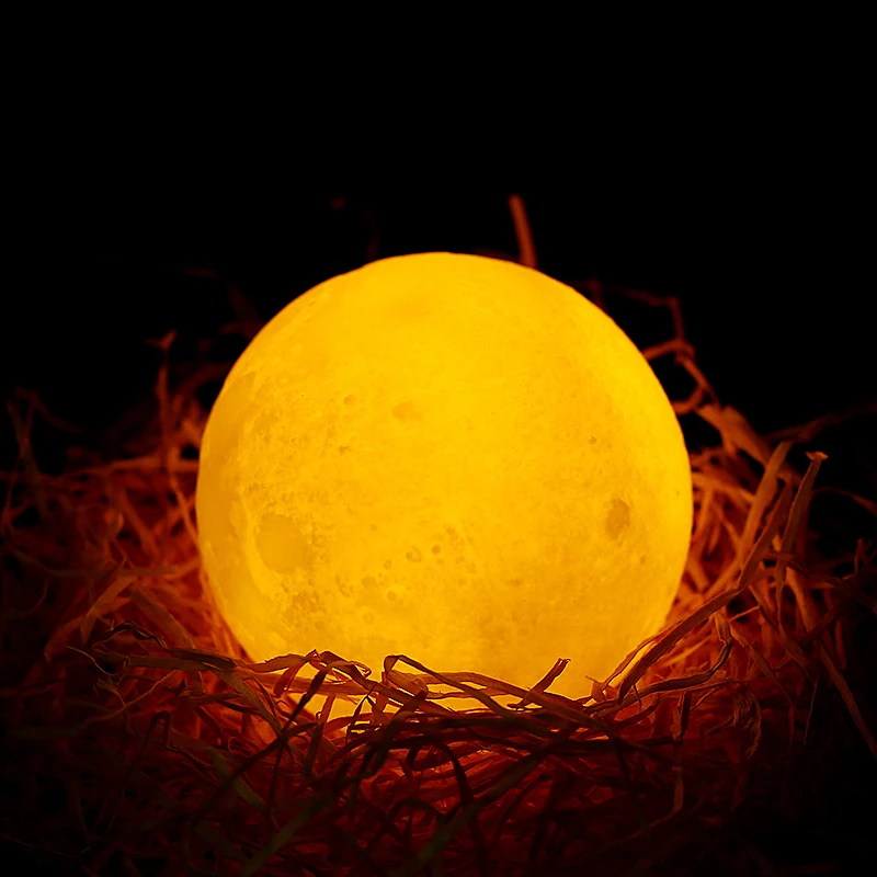 

USB Rechargeable 3DPrint Moon Lamp 2Color Touch Bedroom table Night Light Decor blub Creative kid Gift Luminaria chargeable blub