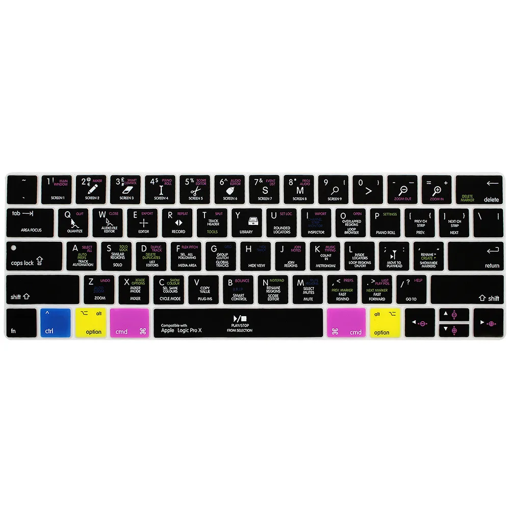 E Logic Pro X горячий ярлык клавиатуры Обложка Для iMac, Mac book Pro Air 13 15 планшетный ПК Клавиатура Защитная Прокладка Skins-L827 - Цвет: E