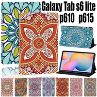 for samsung galaxy tab s6 lite p610p615 10 4 inch printed mandala pattern leather tablet stand folio cover case stylus