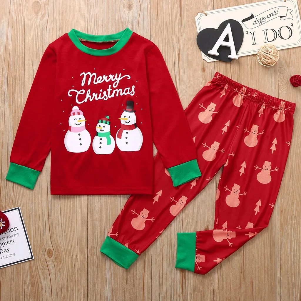 Рождественские Семейные пижамные комплекты Рождественский костюм для родителей и ребенка повседневные домашние пижамы Рождественский комплект одежды для папы и мамы с изображением снеговика