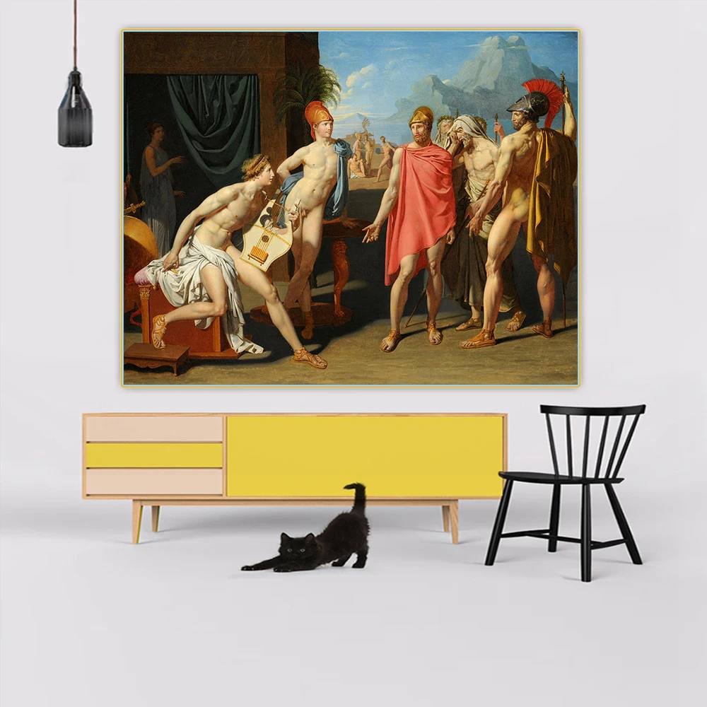 

Holover Canvas Oil Painting Ingres"The Ambassadors Of Agamemnon In The Tent Of Achilles"Western Art Decor Wall Poster Aesthetic