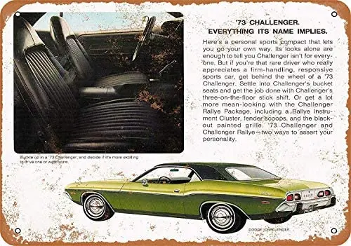 

12 x 16 Aluminum Metal Sign - Vintage Look 1973 Dodge Challenger