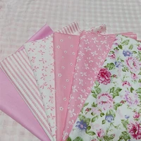 6pcs pink rose bowknot stripe series cotton patchwork fabric quilting cloth for hand sewing baby clothes bedding quilt sheets