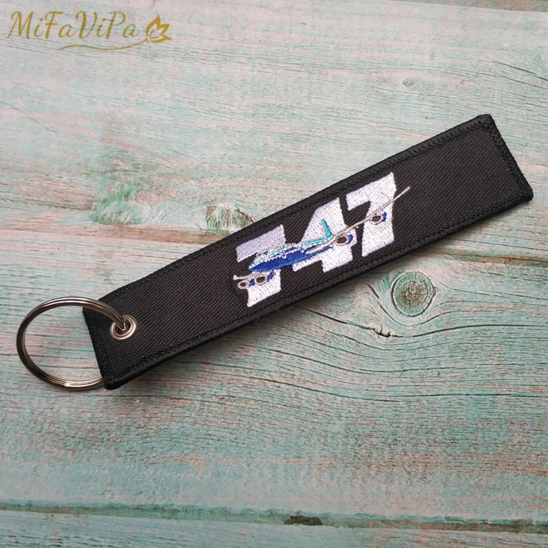 MiFaViPa Boeing 747 Fashion Trinket Airplane Keychain Strap Embroidery Aviation Key Chain for Men Gift Luggage Tag Keyrings | Украшения и