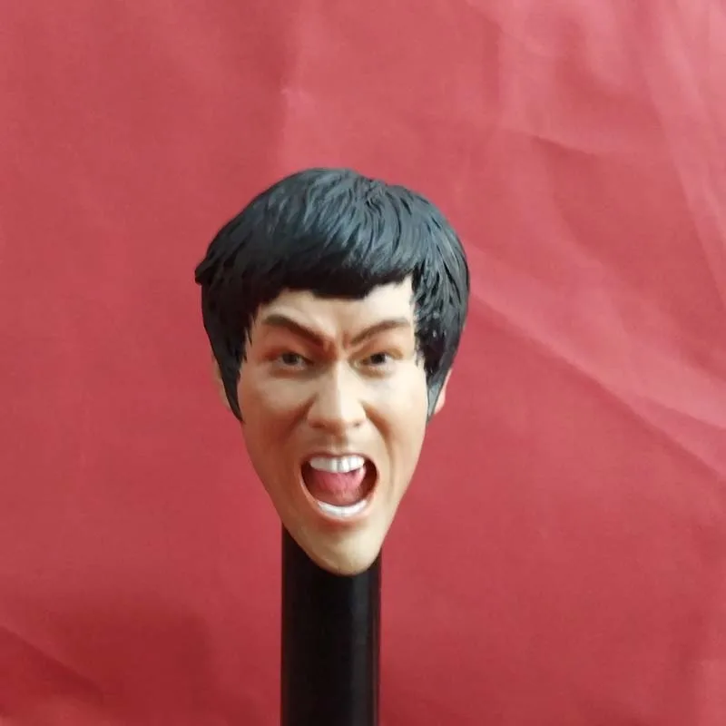 

1/6 Scale Anger Bruce Lee Head Carving Kungfu Superstar Head Sculpt Model for 12in Phicen Tbleague HT Body Toy