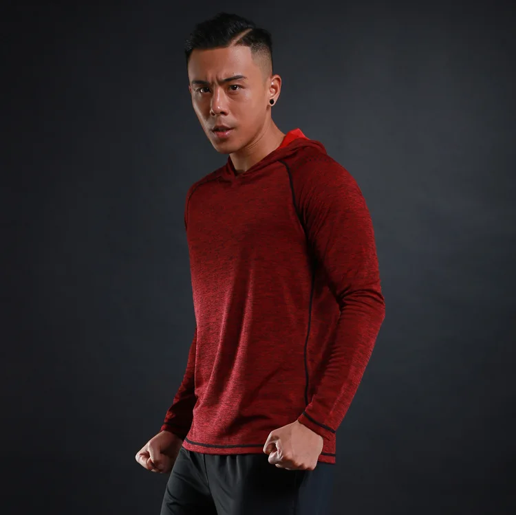 

Men's Long-sleeved T-shirt Sweater Thin Breathable Quick-drying Fitness Training Sports Leisure Long-sleeved Hooded 07MH402