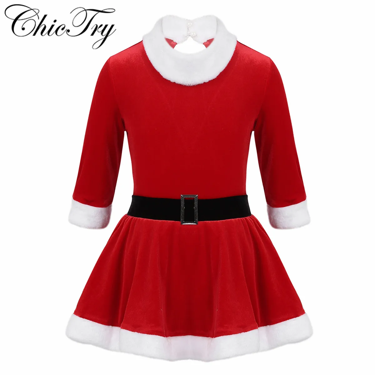 Детское рождественское платье для косплея праздничное Санта-Клауса девочек