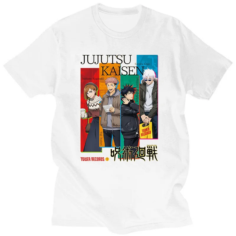 

Summer Men's Harajuku Jujutsu Kaisen Graphic Printed T Shirts Anime Black White Tee Top
