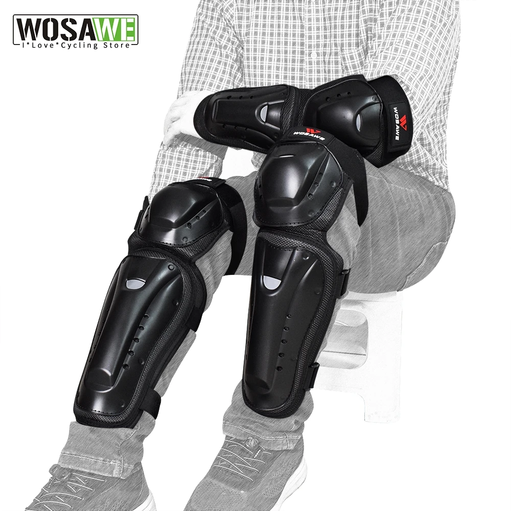 

WOSAWE Motorcycle Knee Pads Protector Motocross Snowboard Skateboard Ski Roller Hockey Sports Protection Support MTB Kneepad Set