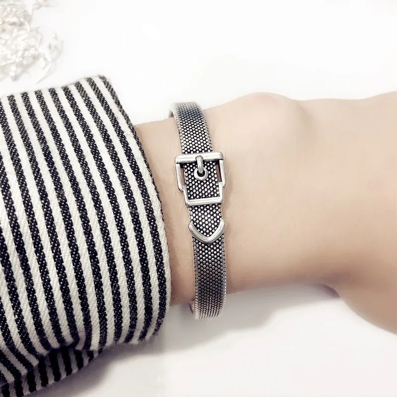 

LUTAKU Punk Belt Buckle Open Cuff Bangle Fashion Jewelry Vintage Bracelet Bangle Top Quality For Women Men