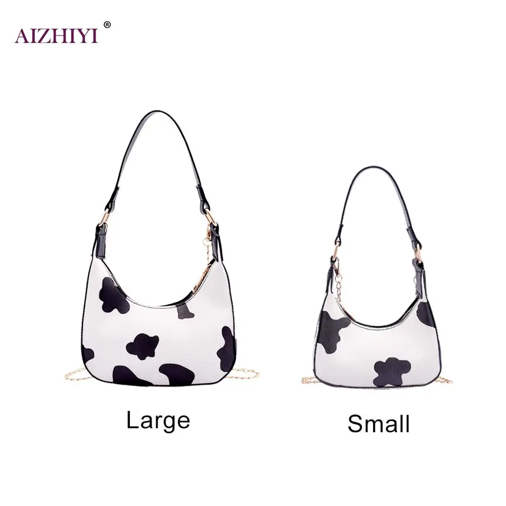 

Fashion Cow Dots Women Shoulder Bag Women Leather Chain Small Hobos Totes Female Subaxillary Handbag