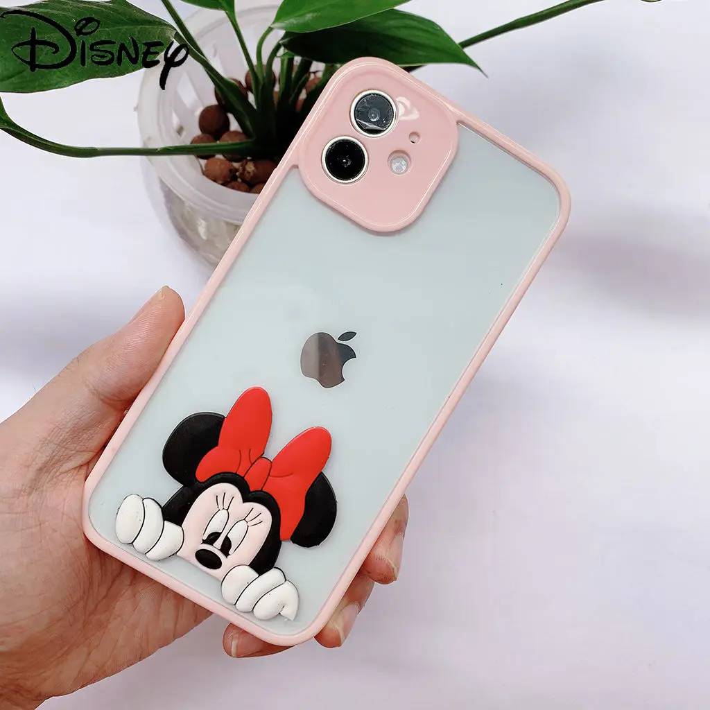 

Disney cute Mickey Minnie original phone case for iPhone 7/8P/X/XR/XS/XSMAX/11/12Pro/12 Phone Girls Case Cover Lanyard
