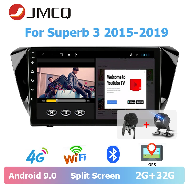 JMCQ Android 9 0 автомобильное радио для Skoda Superb 3 2015 2019 Мультимедиа Видео плеер 2 din 10