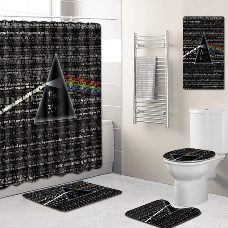 

Bathroom Mat Curtain Waterproof Shower Curtain Toilet Five-Piece Set Living Room Carpet Mats Door Mat Flannel bathroom rug set