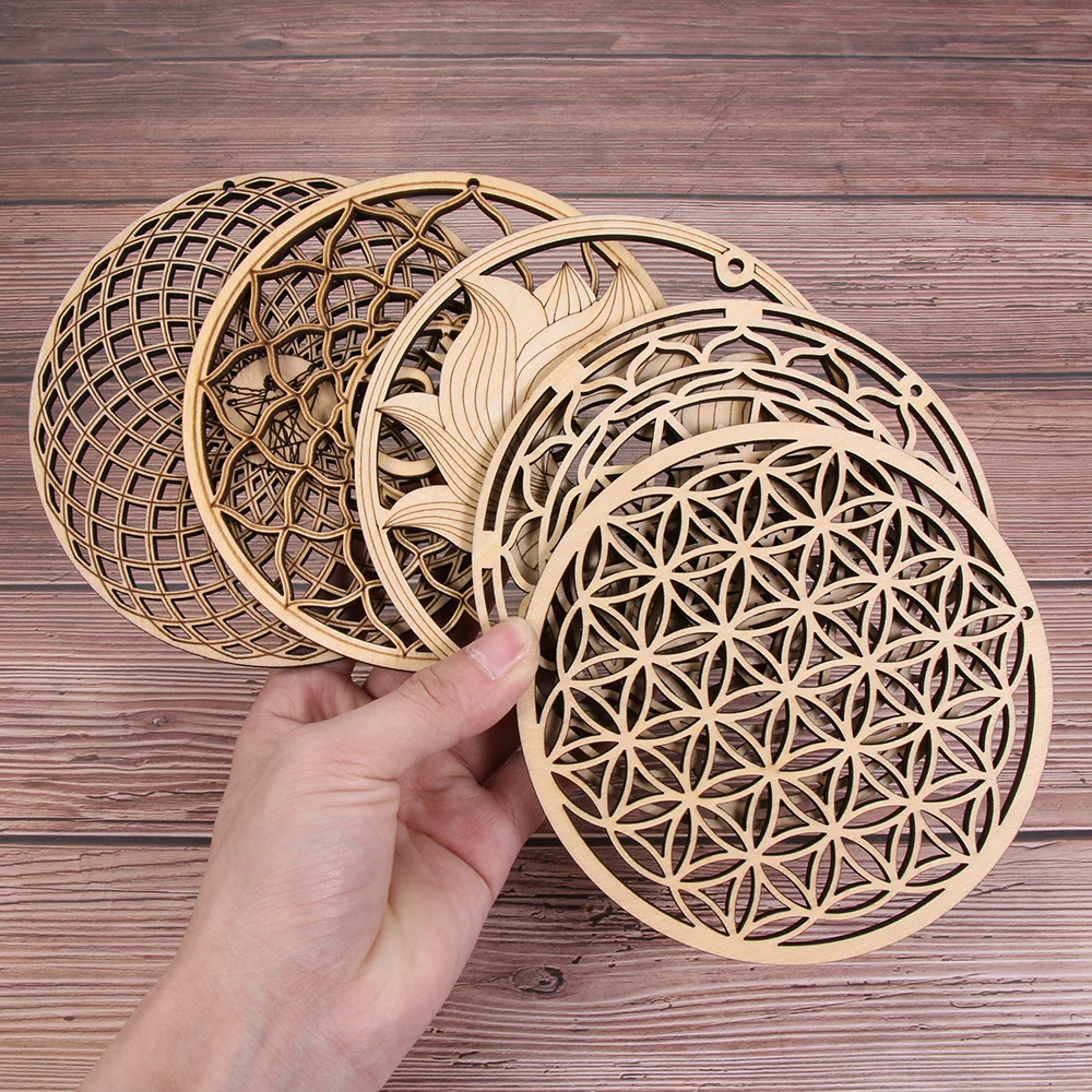 Wooden Wall Sign Flower of Life Shape Laser Cut Wood Art Handmade Coaster Craft Making Sacred Geometry Ornament Home Decor |