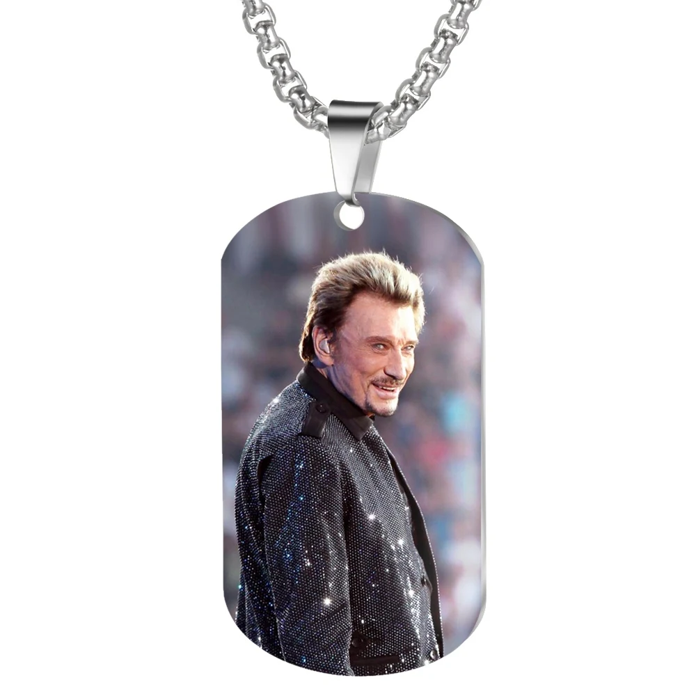C Ожерелье с подвеской от Jonny Hallyday, персонализированное цветное фото ожерелье s для женщин и мужчин, ювелирные изделия из нержавеющей стали - Окраска металла: C