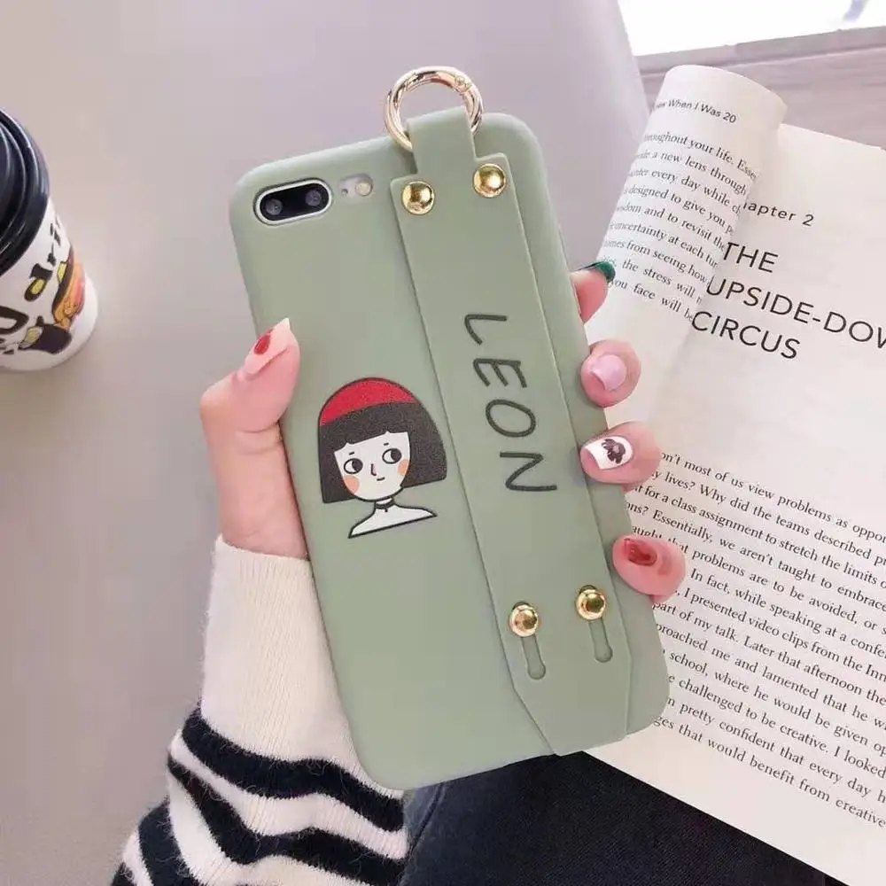 E Ourdeals, модный однотонный мягкий чехол для телефона iphone XS MAX XR X 6 6s 8 7 plus, роскошный чехол на запястье с милым мультяшным рисунком - Цвет: E