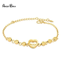 heart gold beads luxury 24k gold womens charm bracelet adjustable lucky bracelet for women gold jewelry accessories
