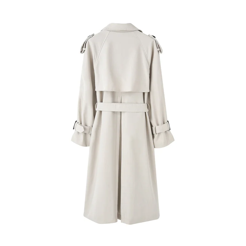 

New fashion female double-breasted trench coat long with thin belt lady duster coat outerwear female coat spring clothes