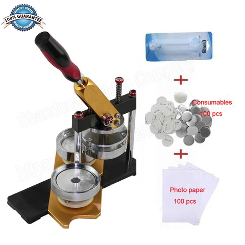 Бесплатная доставка, вращающаяся машина для кнопок с 100 наборами, круглые детали, дырокол, пресс для значков «сделай сам» - изображение