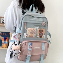 DIEHE New Waterproof Nylon Women Backpack Female Kawaii Travel Bag College Girls Multi-pocket Schoolbag Laptop Backpack School