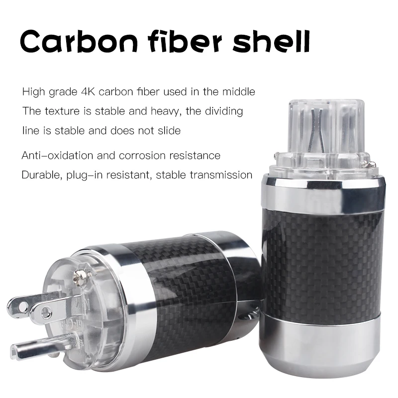 HIFI Carbon Fiber Audio Power Plug Rhodium Plated IEC Connector Hifi Power Cable Accessories