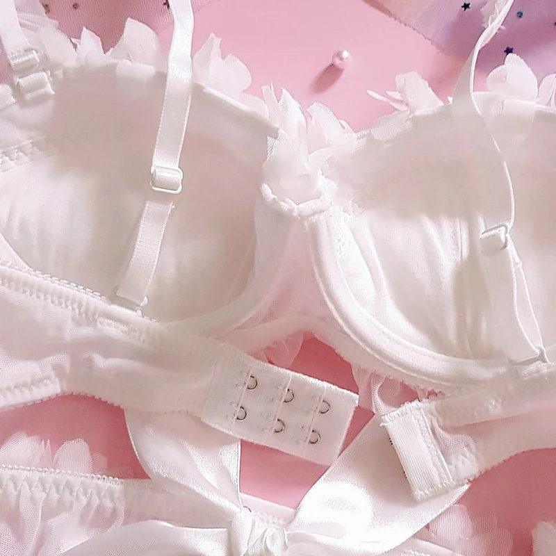 Женский комплект кружевного нижнего белья белый кружевной бюстгальтер с