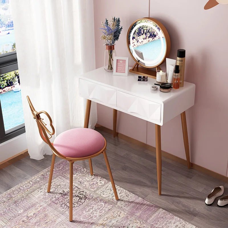 Nordic Light Luxury Dressing Table Louis Vanity Minimalist Makeup Desk Set Bedroom Furniture | Мебель