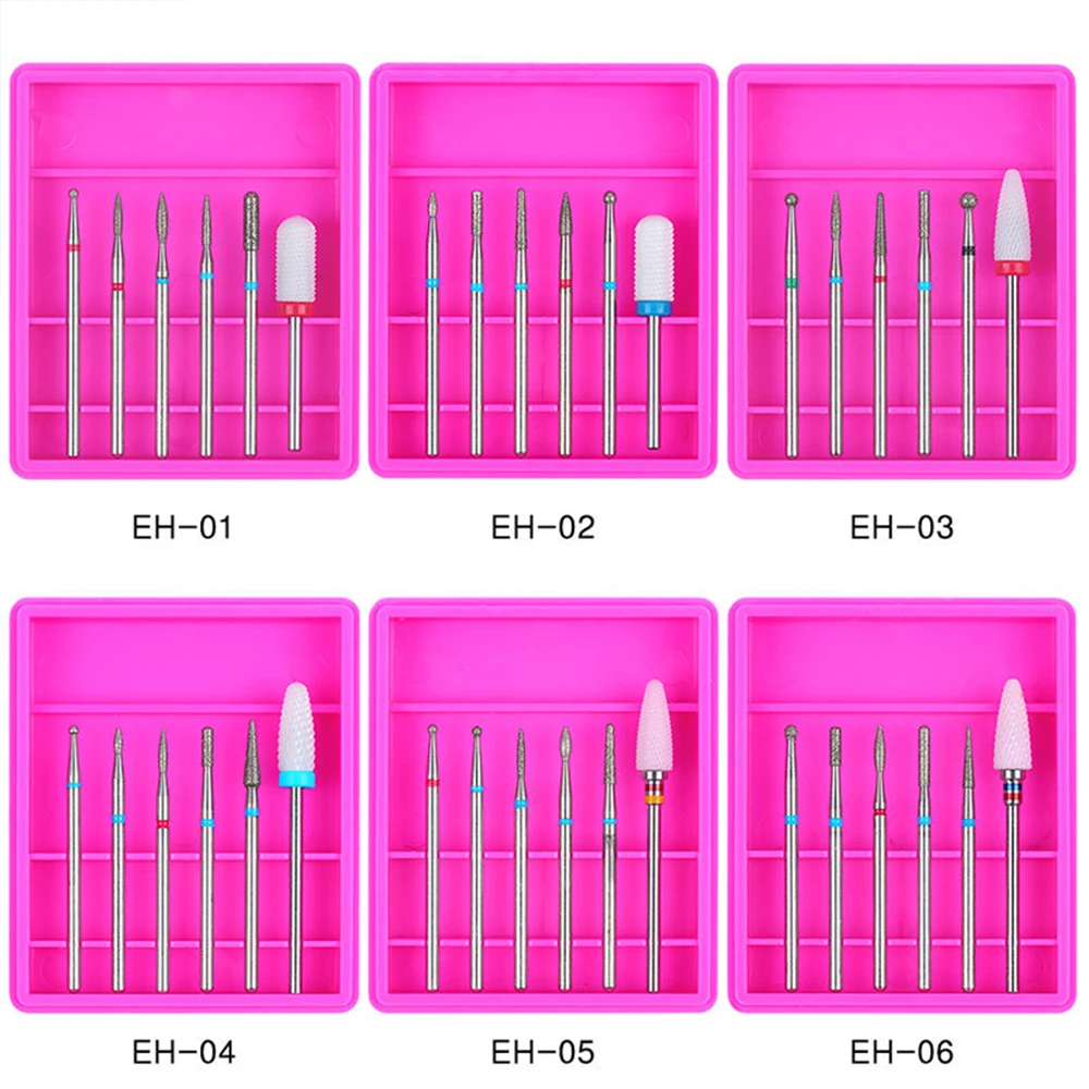 6 шт. керамические сверла для ногтей маникюрный электрический шлифовальный
