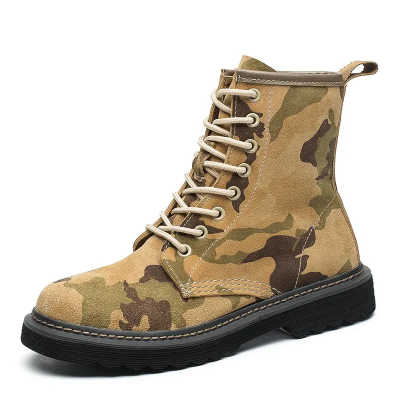 Camouflage Yellow Новинка года; модные камуфляжные ботинки; женская обувь; женские ботинки из натуральной кожи; популярные брендовые Ботинки martin; дышащая обувь; Цвет Серый, винный - Цвет: Camouflage Yellow