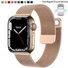 Ремешок для Apple watch Band 44 40 мм 38 мм 42 мм, браслет Миланская петля из нержавеющей стали для iWatch Series 5 6 se 7 45 мм 41 мм
