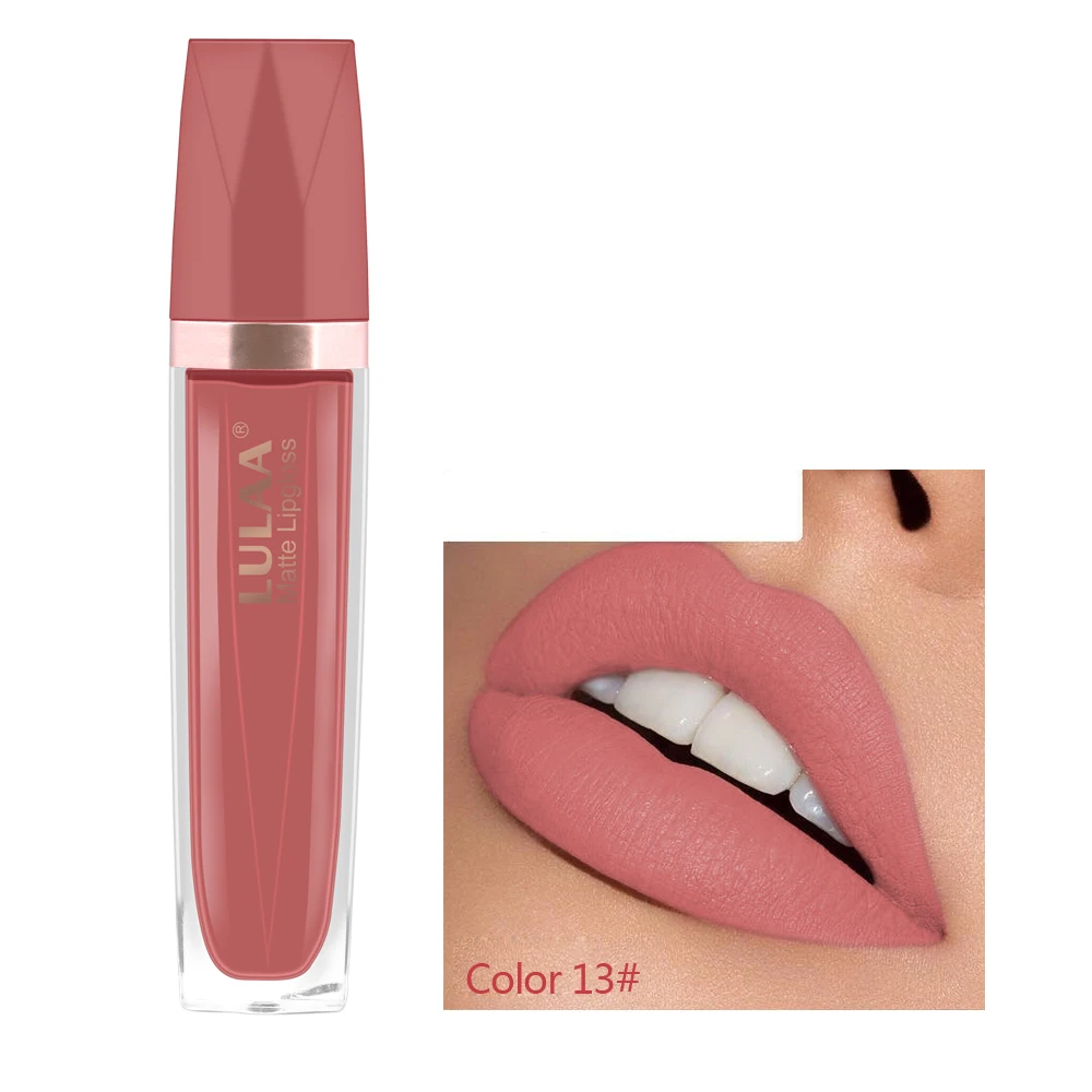 13 Матовый блеск для губ, сексуальный блеск для губ, матовый стойкий Водонепроницаемый косметический блеск для губ, увлажняющий антипригарный стакан для макияжа губ - Цвет: 13