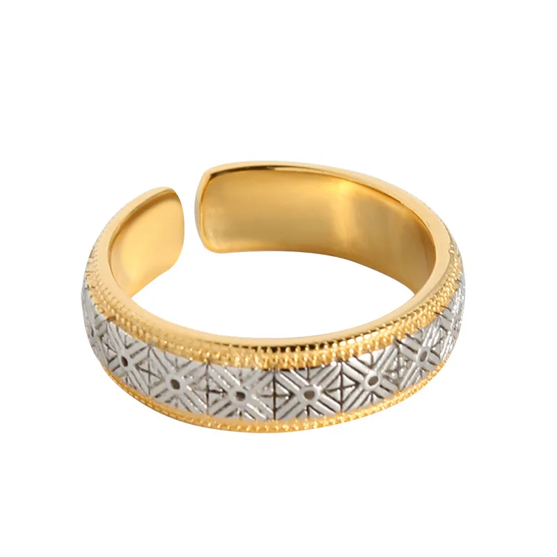 

100% 925 Sterling Silver Light luxury simple antique split pattern Ring Engagement Wedding Open Rings 2021 Fine Jewelry