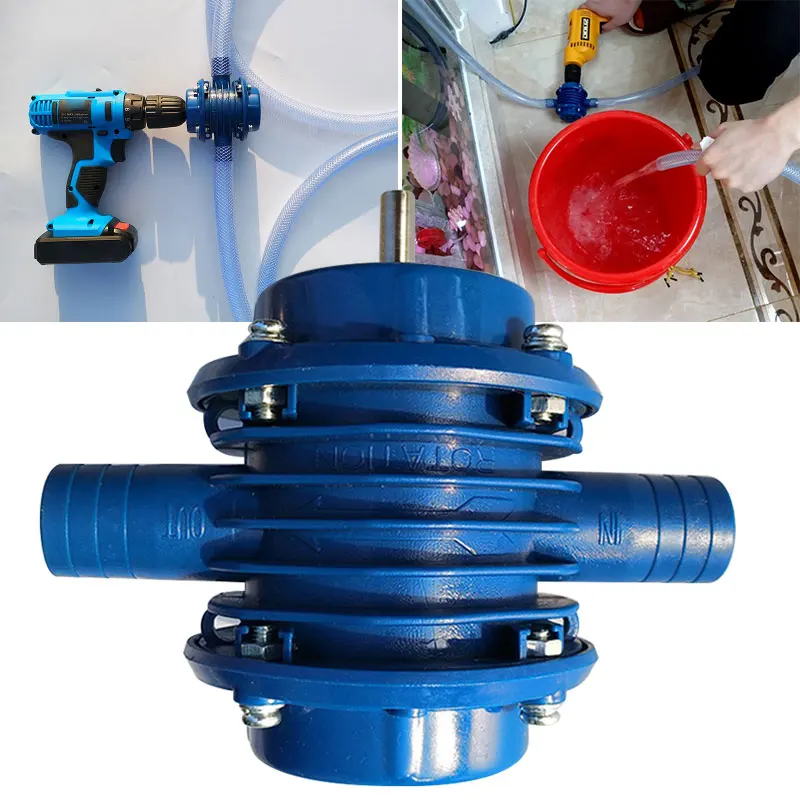

Metal Blue Hand Drill Pump Self Priming Pump DIY Home Water Pump Convenient Practical Household Garden for Tools