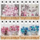 Фон Yeele для фотосъемки детей на день рождения, белые обои с воздушными шарами, баннер для вечерние, реквизит для фотостудии