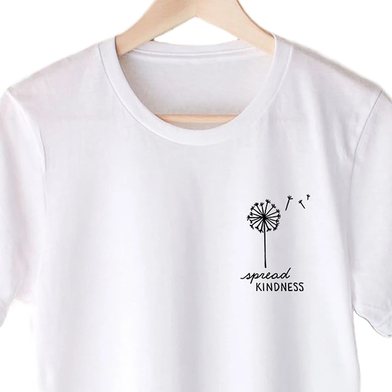 Женская футболка с принтом Одуванчик Повседневная хлопковая Футболка карманов |
