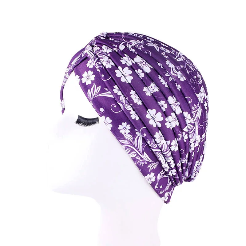 

Print Flower Knot Hair Caps Ruffle Hat Beanie Scarf Turban Head Wrap Night Hair Bonnet For Sleeping Hair Loss Accessories