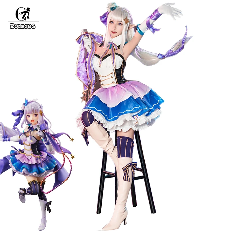 Костюм для косплея ROLECOS Re Zero Emiria Life In A other World From женский костюм юбка носки Хэллоуин