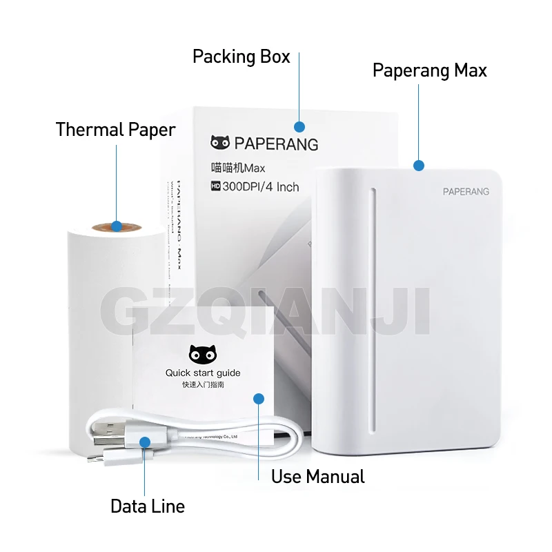 Only 1 Printer Paperang MAX 112 мм портативный термопринтер с Bluetooth мини-фотопринтер для мобильного телефона android ios карманная машина - Цвет: Only 1 Printer