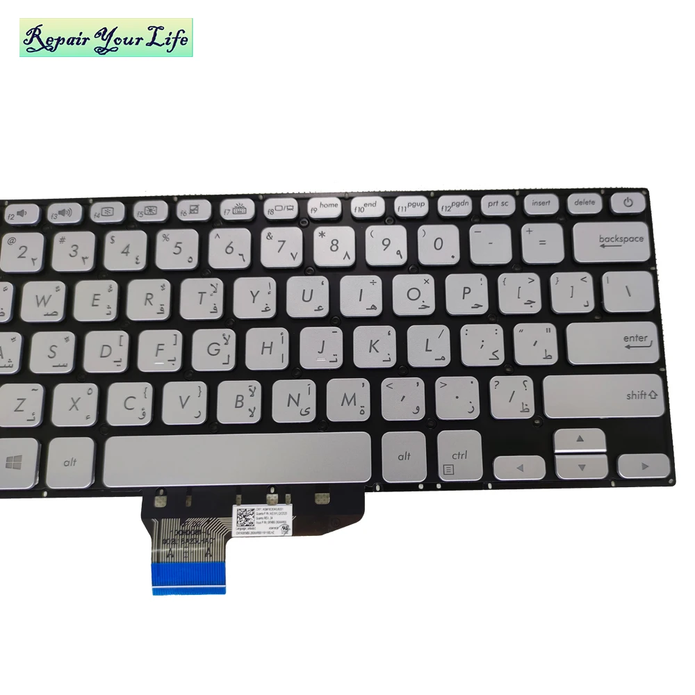 

Arabic Replacement Keyboards backlit for ASUS X430 X430UA UF K430 AR QWERTY keyboard silver with black 0KNB0 260AAR00 2608AR00