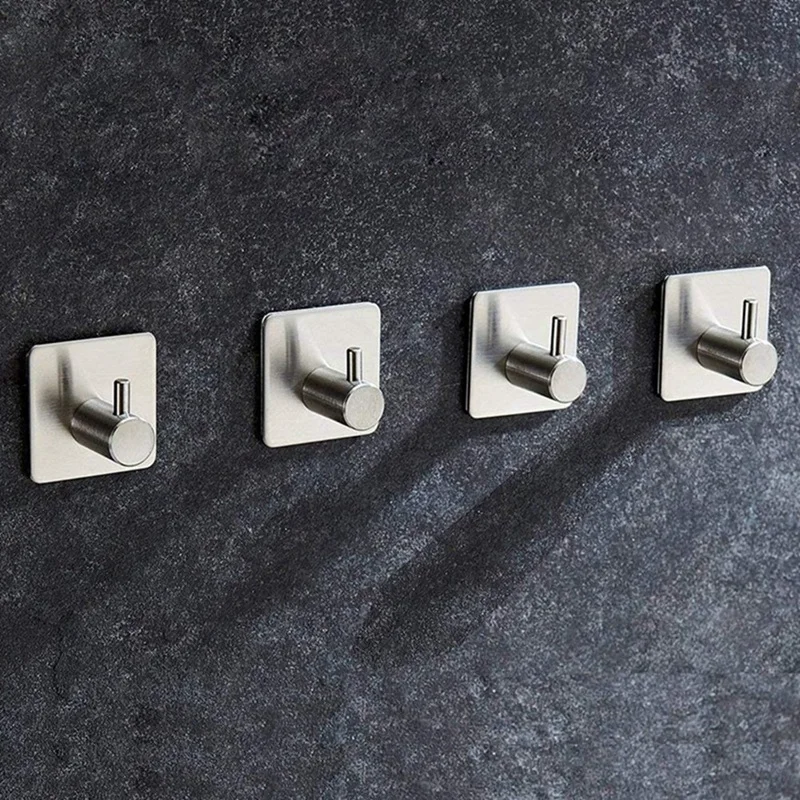 

3 Pcs Toilet Paper Holder, Robe Towel Hooks & 7x Self Adhesive Hooks Clip Stainless Steel Heavy Duty Adhesive Hooks
