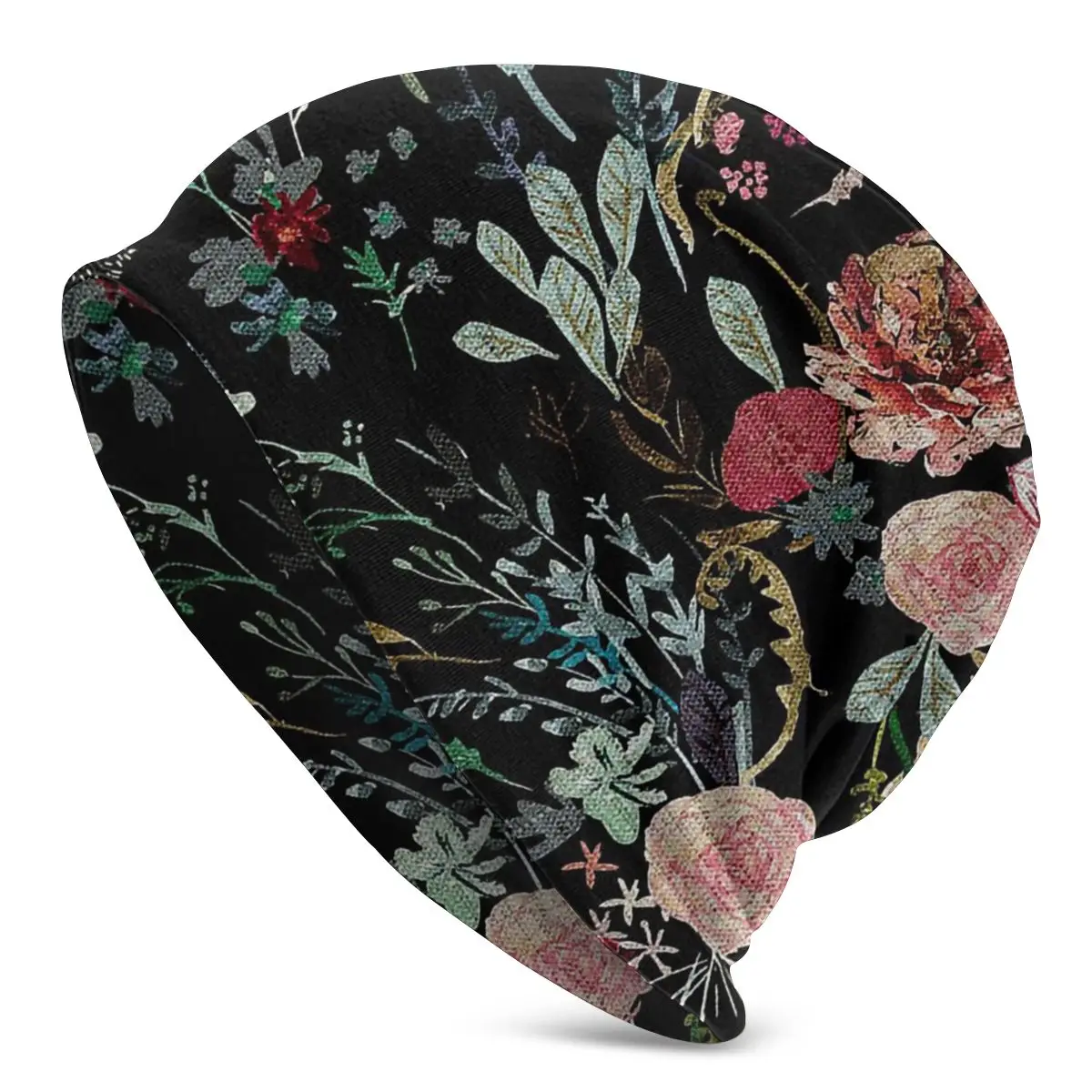 

Midnight Floral Washed Warm Bonnet Windproof Casual Beanies Protection Men Women Hats