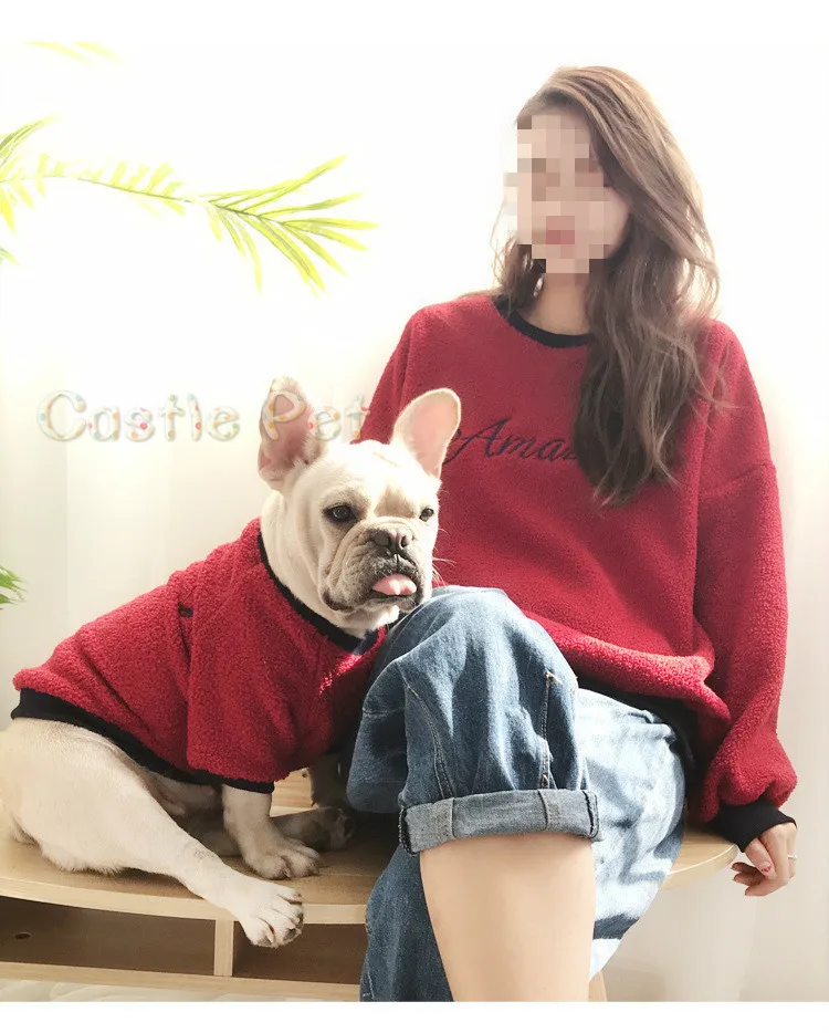 Теплая толстовка с капюшоном для собак Семейные комплекты домашних животных