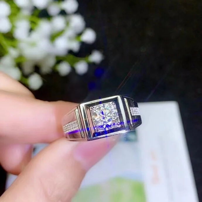 Мужское кольцо из серебра 925 пробы с муассанитом карат | Украшения и аксессуары