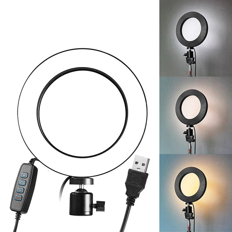 

6 "светодиодный кольцевой светильник с регулируемой яркостью USB 5500K заполняющий лампа фотографии телефона мобильного телефона в реальном вр...