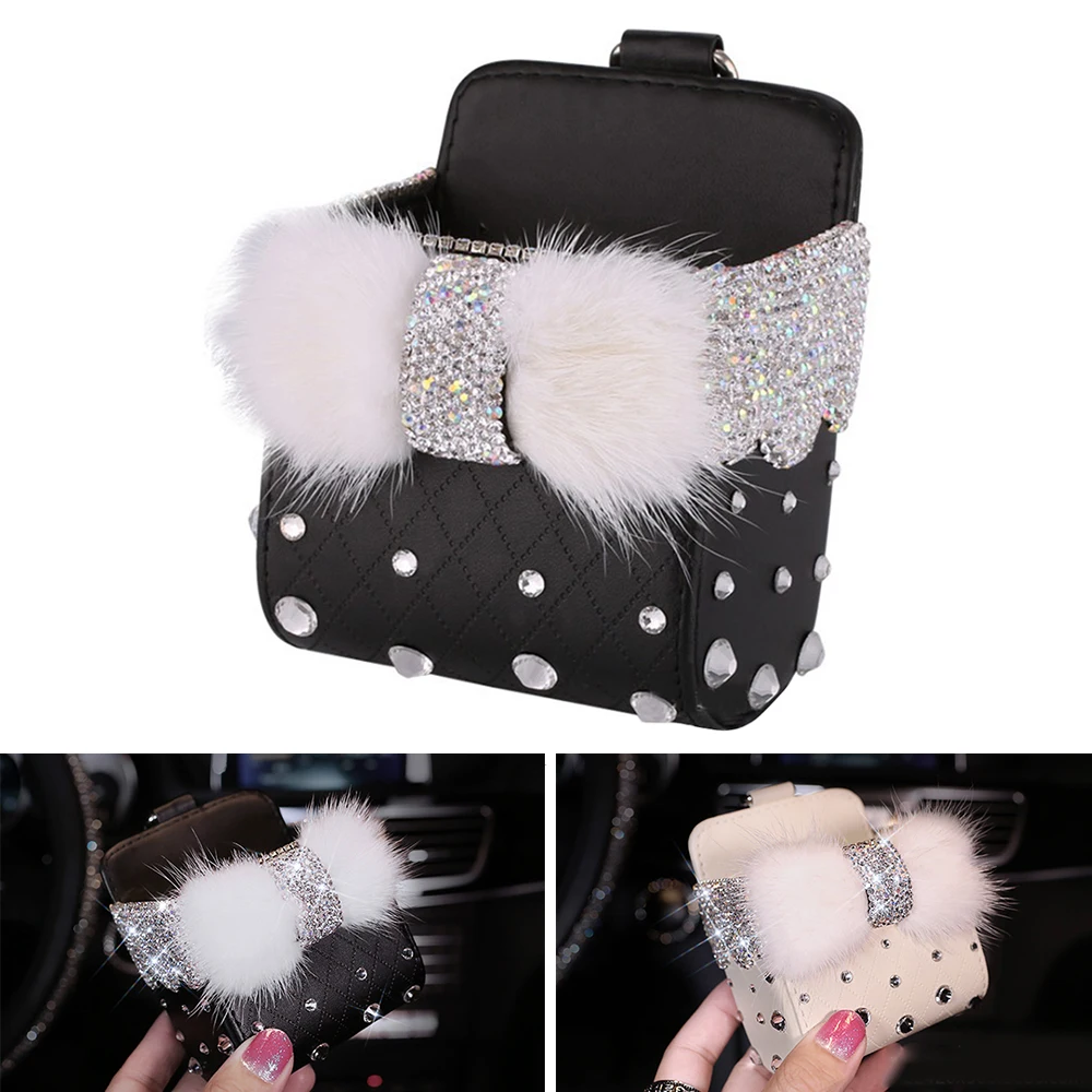 

Accessory Storage Box Box Car Decor Phone Rhinestones Storage Reliable